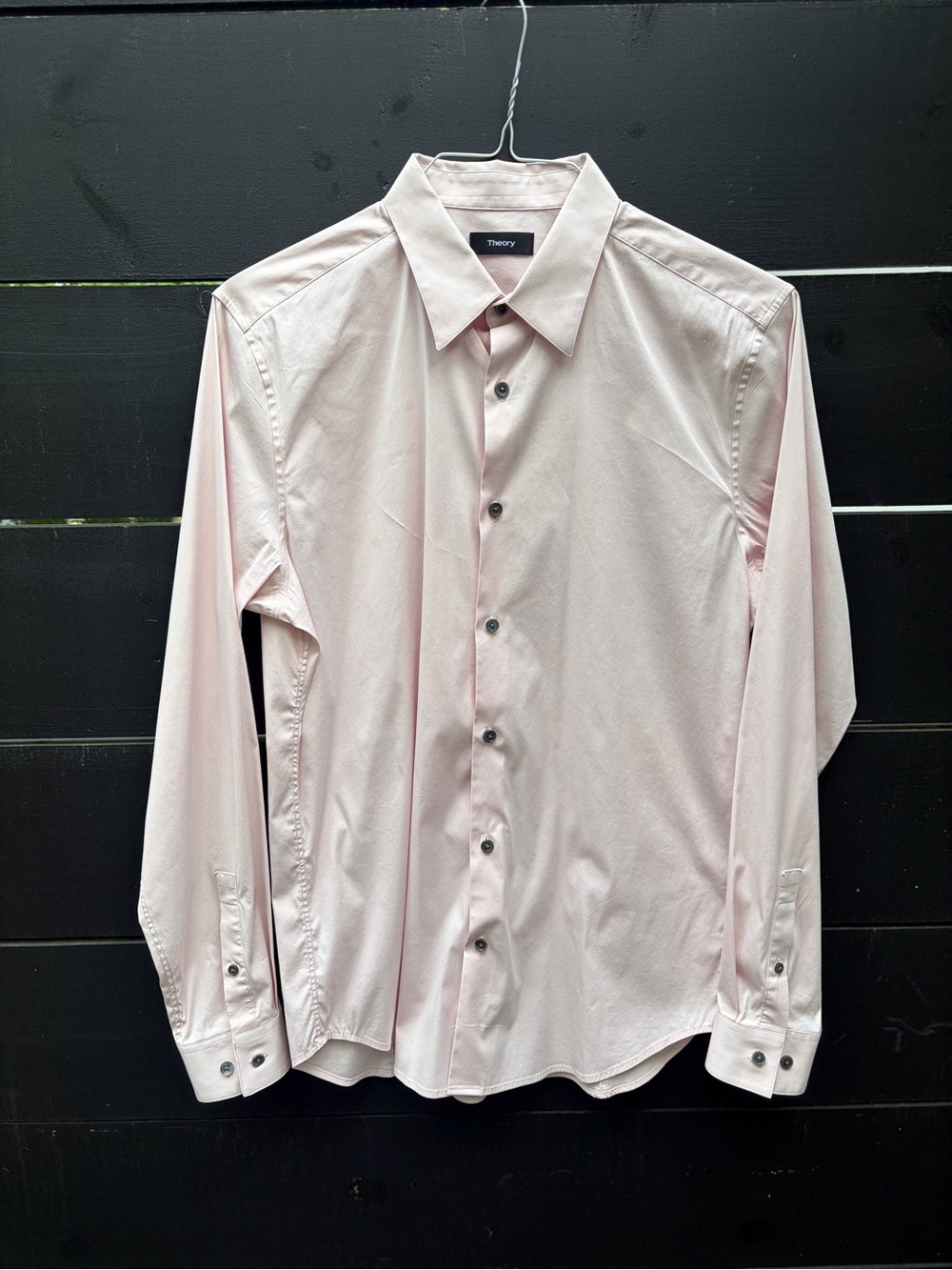 Theory Dust Pink Button Front Dress Shirt Men's Medium